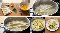 Weißer Spargel mit Kräuterrührei – einfach, cremig und perfekt zur Spargelzeit