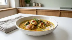 Gelbes Thai-Curry mit Hähnchen: cremig in 20 Minuten – mit Thai-Basilikum