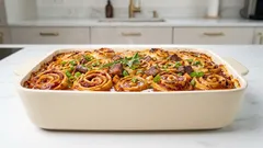 Nudelrollen mit Hackfüllung aus dem Ofen – mit Dinkelteig richtig saftig