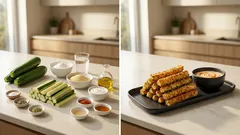 Knusprige Zucchini-Sticks aus dem Ofen – mit cremig-süßscharfem Sriracha-Dip