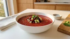 Gazpacho mit Kirschen: kalte Sommersuppe, die in 15 Minuten vorbereitet ist