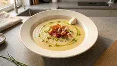 Cremige Wurzelgemüsesuppe mit knusprigem Putenschinken – in 30 Minuten fertig