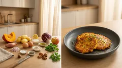 Kürbis-Röstis auf Radicchiosalat – knusprig, frisch und perfekt für den Herbst