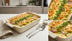 Erbsenpasta-Auflauf mit Zitronen-Béchamel – cremig, frisch und schnell im Ofen