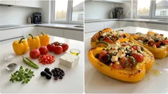 Gefüllte Paprika mit Schafskäse, Oliven & Oregano – mediterran aus dem Ofen