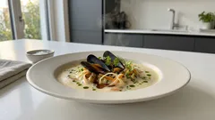 Cremige Muschel-Gemüsesuppe mit Weißwein – so bleibt sie aromatisch und zart