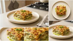 Zucchini-Lasagne aus dem Ofen – mit Pesto-Béchamel und goldener Parmesan-Kruste