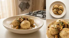 Vegane Semmelknödel mit Pilzrahmsauce – so gelingen sie stabil und richtig saftig