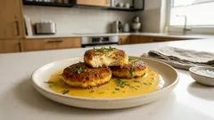 Quarkbratlinge mit gelber Tomatensauce – schnell, vegetarisch und schön saftig