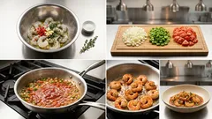 Feurige Garnelenpfanne mit Gemüse: so bleiben die Garnelen zart und die Soße schön würzig