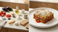 Auberginen-Lasagne ohne Fleisch – mit Tomatensauce, Béchamel und goldener Käsekruste