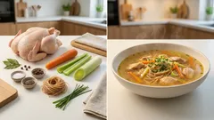 Hühner-Gemüsesuppe mit Vollkornnudeln – klar, aromatisch und einfach gemacht