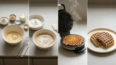 Dinkelwaffeln mit warmer Kirschsauce – außen knusprig, innen zart (mit Buttermilch)