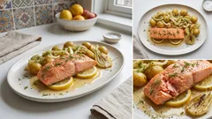 Zarter Ofenlachs auf Zitrone – mit Fenchel-Kartoffeln in Butter-Senf