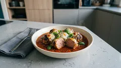 Hackbällchen in Tomatensauce, mit Mozzarella überbacken – so werden sie richtig saftig