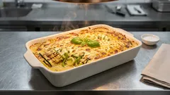 Gemüsegratin mit Mozzarella: Zucchini, Lauch und Paprika einfach goldbraun überbacken
