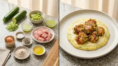 Puten-Nuggets im Zucchini-Mantel – knusprig aus der Pfanne mit cremiger Polenta