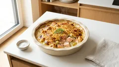 Cremiger Lachsauflauf mit Sellerie und Sauce Mornay – einfach aus dem Ofen