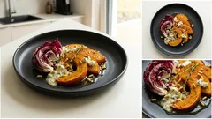 Ofenkürbis mit Radicchio & Blauschimmelkäse – herbstlich, schnell und aromatisch