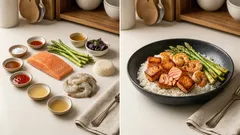 Lachs, Garnelen & grüner Spargel aus dem Wok – in 20 Minuten auf dem Tisch