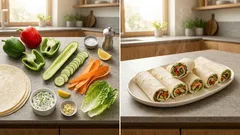 Rohkost-Wraps mit Kräuter-Frischkäse: schnell gerollt, schön knackig und ideal fürs Büro