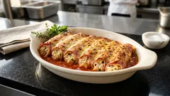 Schinken-Cannelloni aus dem Ofen: Reis-Zucchini-Füllung, schnell gerollt und goldbraun überbacken