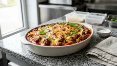 Spaghetti-Auflauf mit Hackfleisch – cremig, würzig und mit goldener Käsekruste