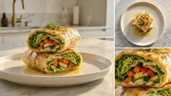 Knuspriger Yufka-Wrap aus der Pfanne – mit Salat und zartem Gemüse